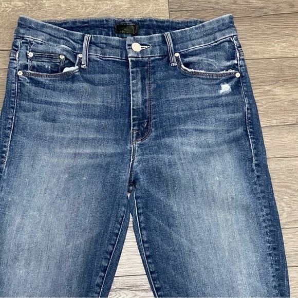 Mother Denim Blue Jeans High Waisted Looker Ankle Fray Jeans Distressed Sz 28 - Picture 5 of 12